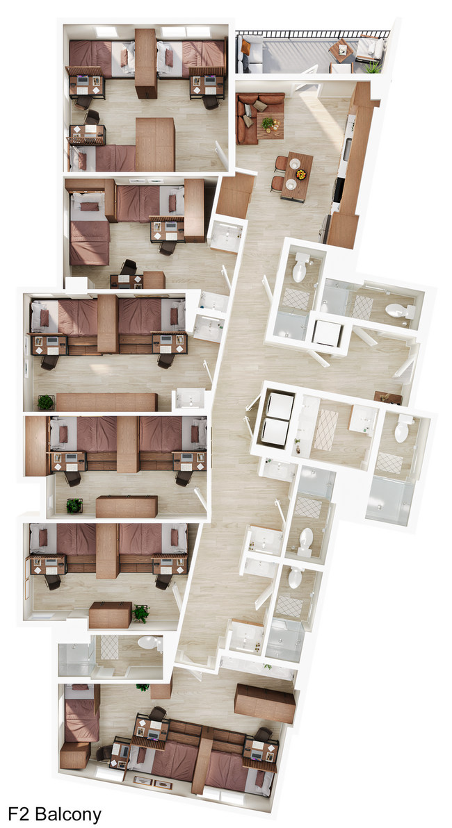 6BR/6BA - F2 Balcony Triple floor plan